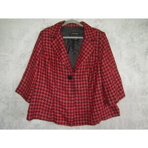 Lane Bryant Red Black Glitter Houndstooth Blazer Jacket Women’s 20 3/4 Sleeve